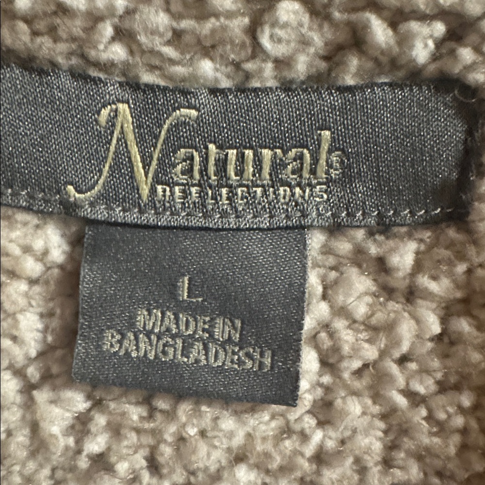 Natural Reflections Beige Cream Zip Up Cozy Sweater Size L - Picture 2 of 6